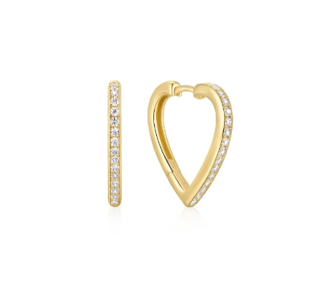 Ania Haie Gold Medium Sparkle Heart Huggie Earrings
