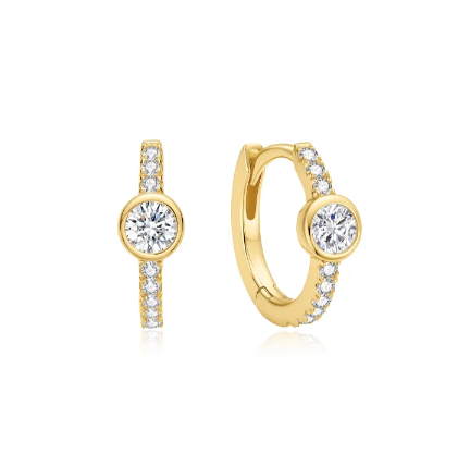 Ania Haie Gold Pavé Row & Bezel-Set Huggie Hoop Earrings