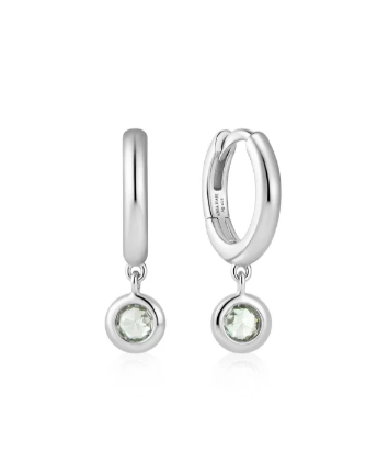 Ania Haie Silver Dangling Mint Green Huggie Hoop Earrings