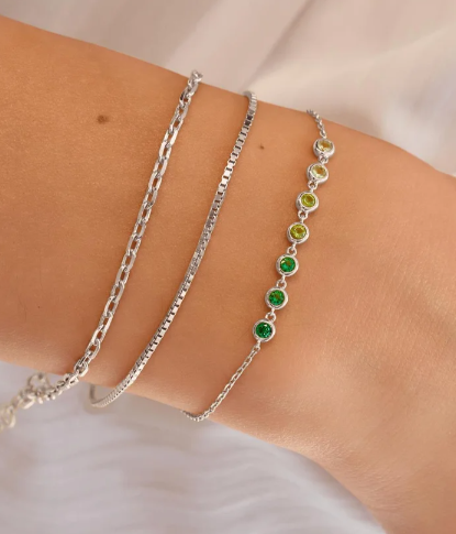 Ania Haie Silver Green Station Bracelet