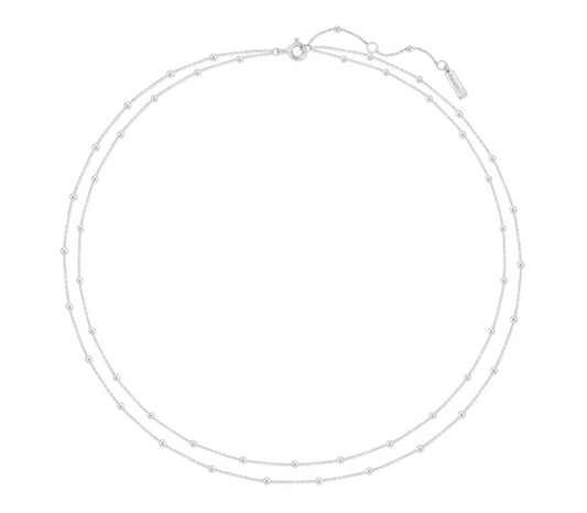 Ania Haie Silver Double Chain Bead Station Necklace