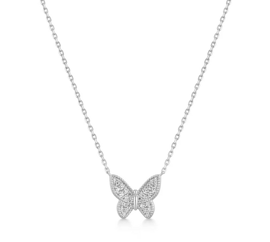 Ania Haie Silver Butterfly Pavé Necklace