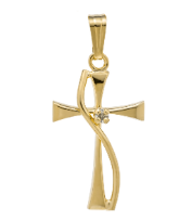 14KGF Cross with .02CTW Diamond on 14KYGF 18" Rope Chain