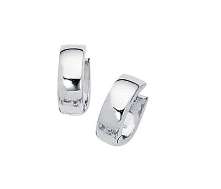 14K White Gold Polished Huggie Earrings