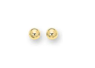 14K Yellow Gold 8MM High Polished Ball Stud Earrings