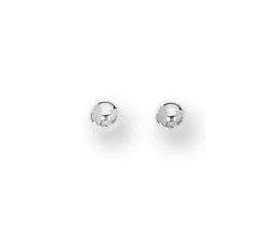 14K White Gold 4MM High Polished Ball Stud Earrings