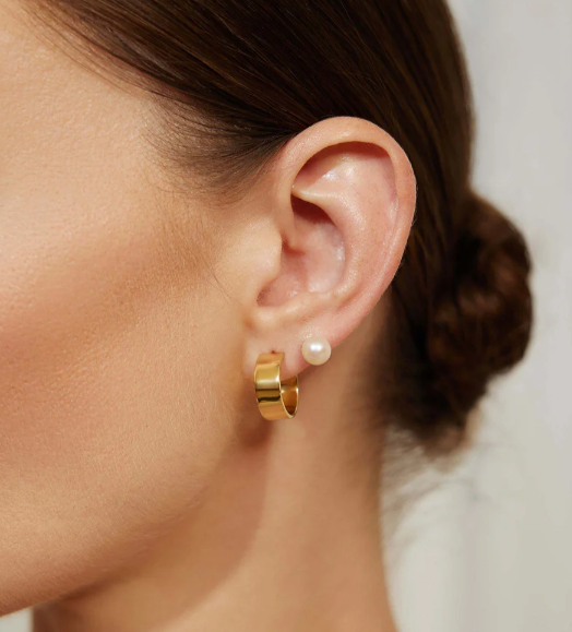Ania Haie Gold Flat Medium Hoop Earrings