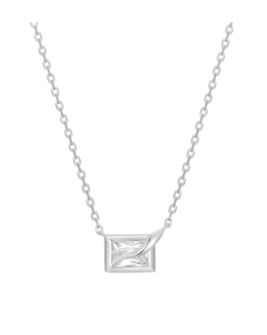 Ania Haie Silver Sparkling Bezel Set Cube Necklace