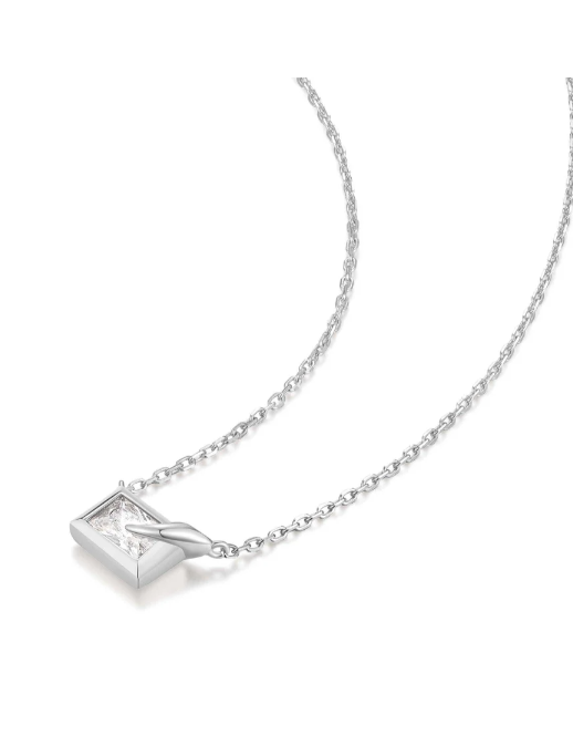 Ania Haie Silver Sparkling Bezel Set Cube Necklace