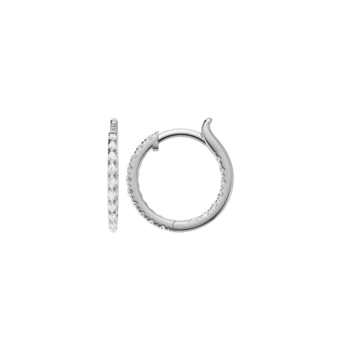 LGD .50CTW 14K White Gold Inside-Outside Pavé Huggie Hoops