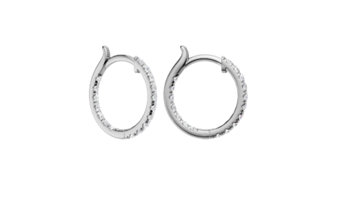 LGD .50CTW 14K White Gold Inside-Outside Pavé Huggie Hoops