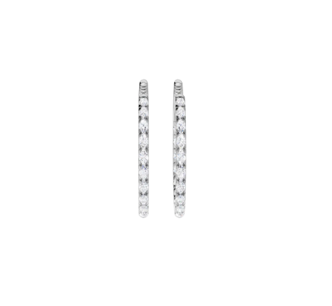 LGD .50CTW 14K White Gold Inside-Outside Pavé Huggie Hoops