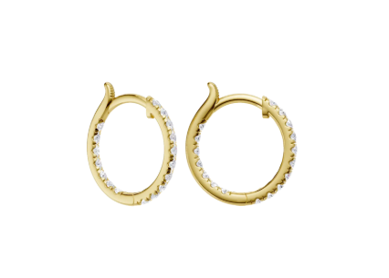 LGD .50CTW 14K Yellow Gold Inside-Outside Pavé Huggie Hoops