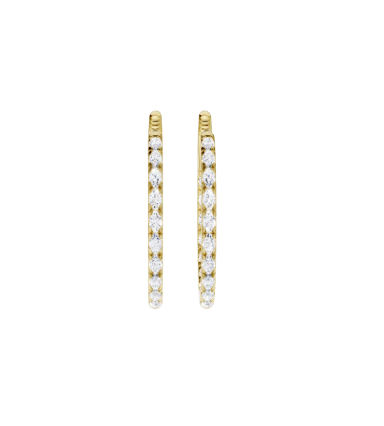 LGD .50CTW 14K Yellow Gold Inside-Outside Pavé Huggie Hoops