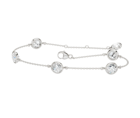 LGD 1CTW 14K White Gold Diamond Station Bracelet