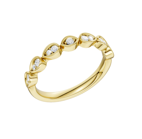 LGD .15CTW 14K Yellow Gold Trellis Shank Wedding Band