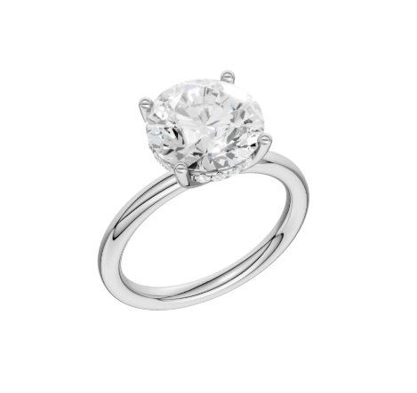 LGD 4.09CTW 14K White Gold Hidden Halo Engagement Ring
