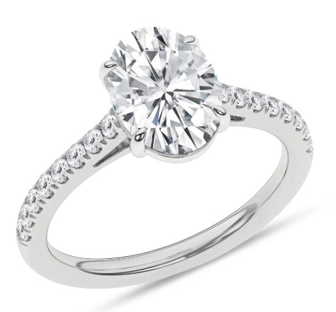 LGD 2.30CTW 14K White Gold Classic Oval Engagement Ring