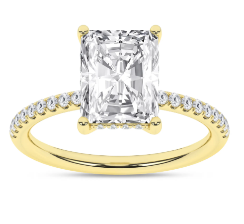 LGD 3.33CTW 14K Yellow Gold Hidden Halo Radiant Engagement Ring
