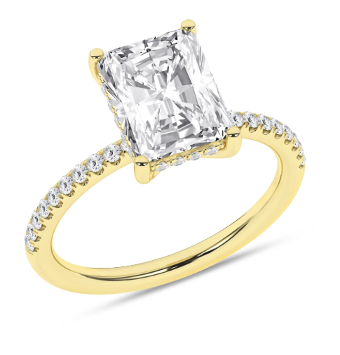 LGD 3.33CTW 14K Yellow Gold Hidden Halo Radiant Engagement Ring