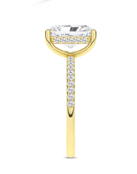 LGD 3.33CTW 14K Yellow Gold Hidden Halo Radiant Engagement Ring