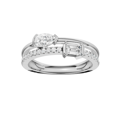 LGD .62CTW 14K White Gold Mixed-Shape Diamond Stackable Ring