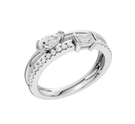 LGD .62CTW 14K White Gold Mixed-Shape Diamond Stackable Ring