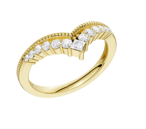 LGD .25CTW 14K Yellow Gold Milgrain Chevron Diamond Band