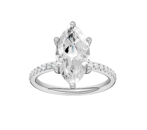 LGD 2.83CTW 14K White Gold Hidden Halo Marquise Engagement Ring