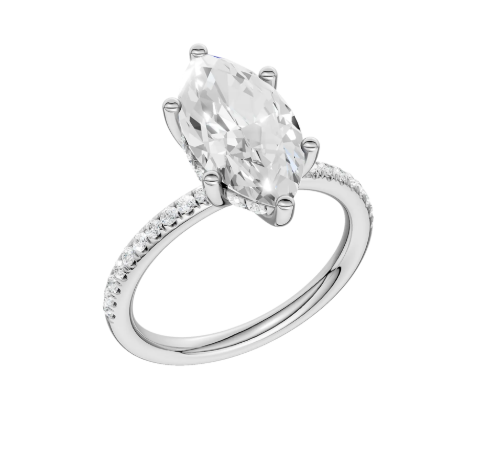 LGD 2.83CTW 14K White Gold Hidden Halo Marquise Engagement Ring