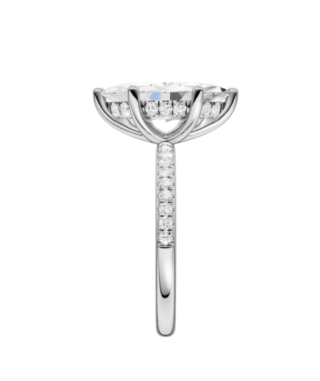 LGD 2.83CTW 14K White Gold Hidden Halo Marquise Engagement Ring