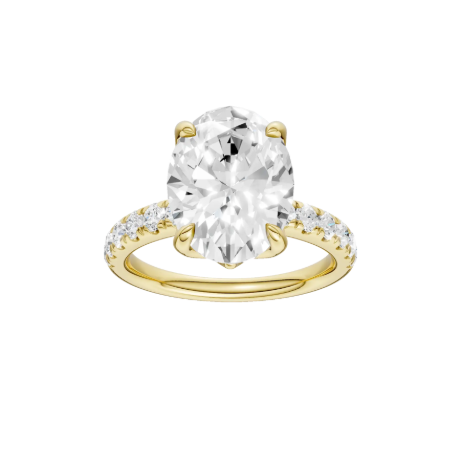 LGD 4.59CTW 14K Yellow Gold Tulip-Head Oval Engagement Ring