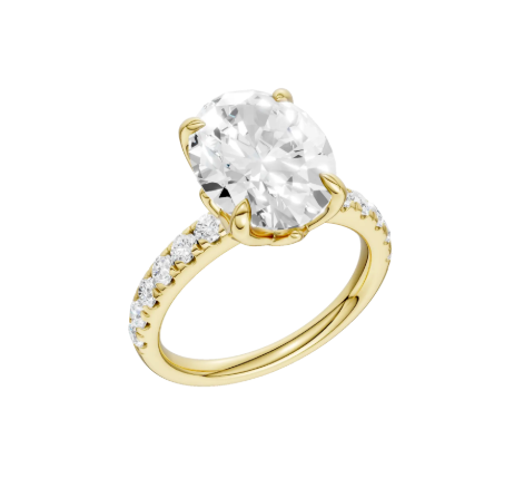 LGD 4.59CTW 14K Yellow Gold Tulip-Head Oval Engagement Ring