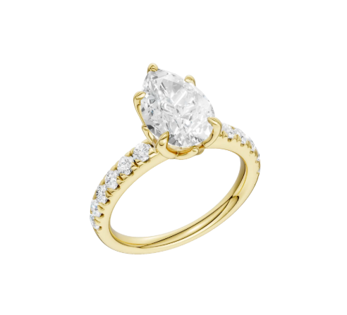 LGD 3.06CTW 14K Yellow Gold Tulip-Head Pear Engagement Ring