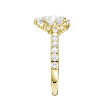 LGD 3.06CTW 14K Yellow Gold Tulip-Head Pear Engagement Ring
