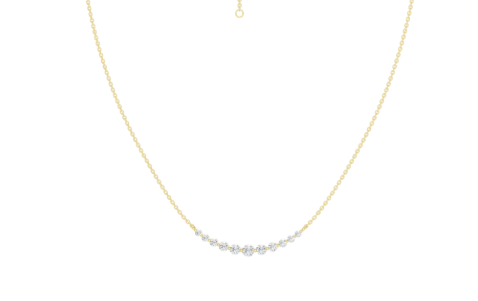LGD .50CTW 14K Yellow Gold Smiley Graduated Diamond Necklace