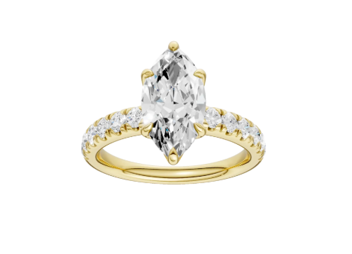 LGD 2.49CTW 14K Yellow Gold Tulip-Head Marquise Engagement Ring