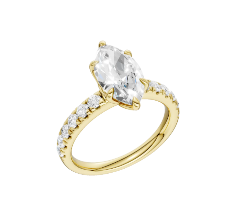 LGD 2.49CTW 14K Yellow Gold Tulip-Head Marquise Engagement Ring