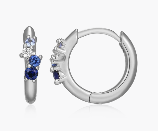 ELLE Sterling Silver Sapphire & Lab-Grown Diamond Ombre Huggie Earrings