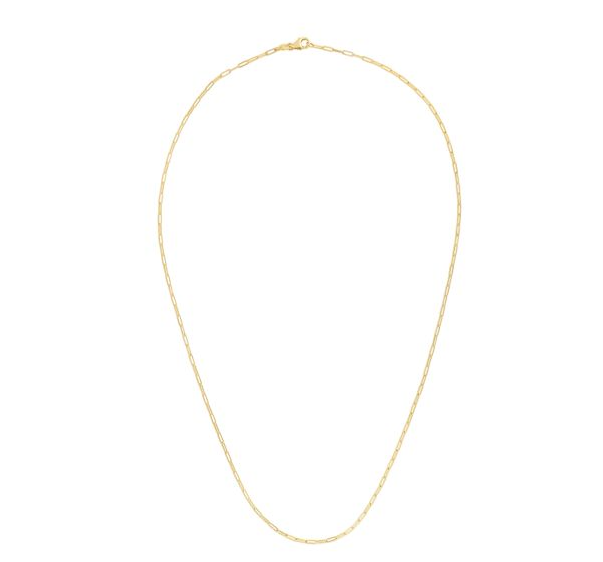 14KYG 20" 1.5MM Paperclip Chain with Lobster Clasp