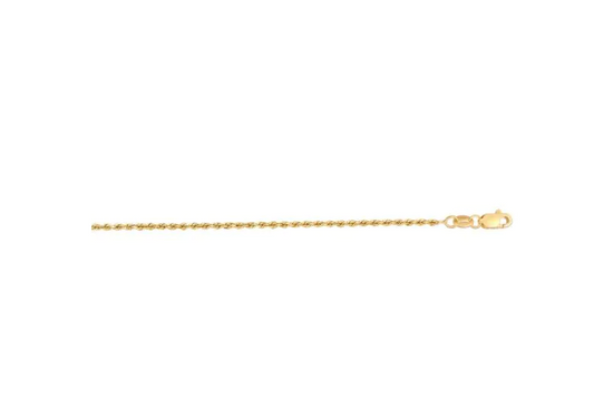 14KYG 20" 1.4MM D/C Royal Rope Chain with Pear-Shaped Lobster Clasp