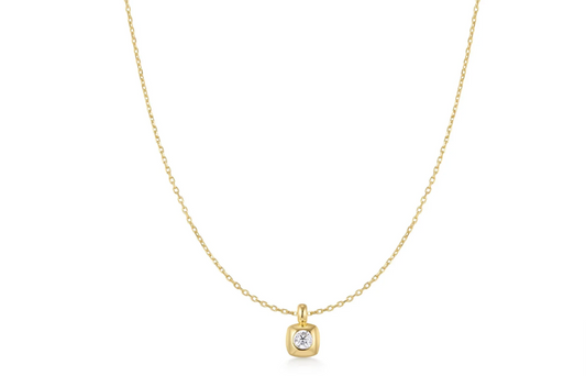 Ania Haie Gold Modern Bezel Set Solitaire Necklace | Parker Jewelers