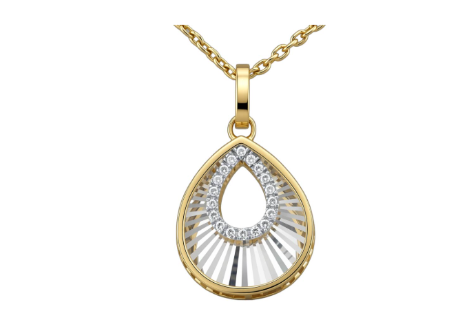 14K Yellow Gold .04CTW Pear-Shaped RBC Diamond Pendant