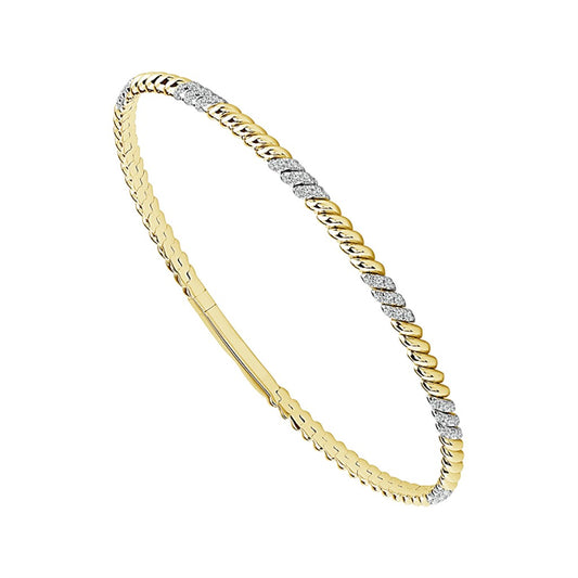 14K Yellow Gold .33CTW Twisted Diamond Flexie Bangle