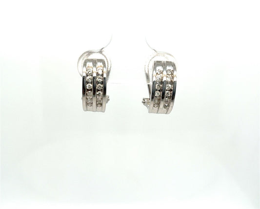 14K White Gold Diamond Earrings with Omega Backs