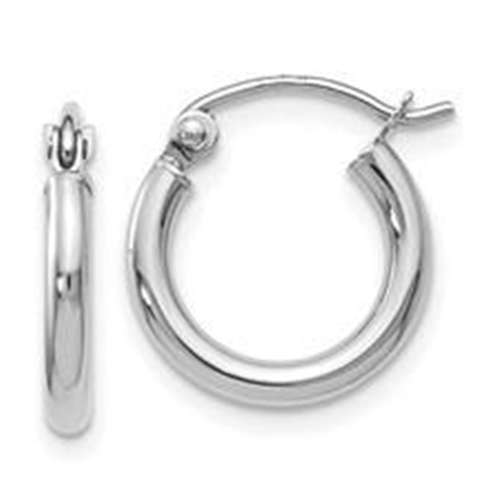 Classic 14K White Gold Polished Hoop Earrings