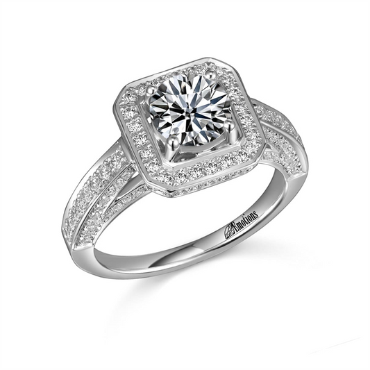 Pavé and Prong Set Round Diamond Engagement Ring Semi-Mount