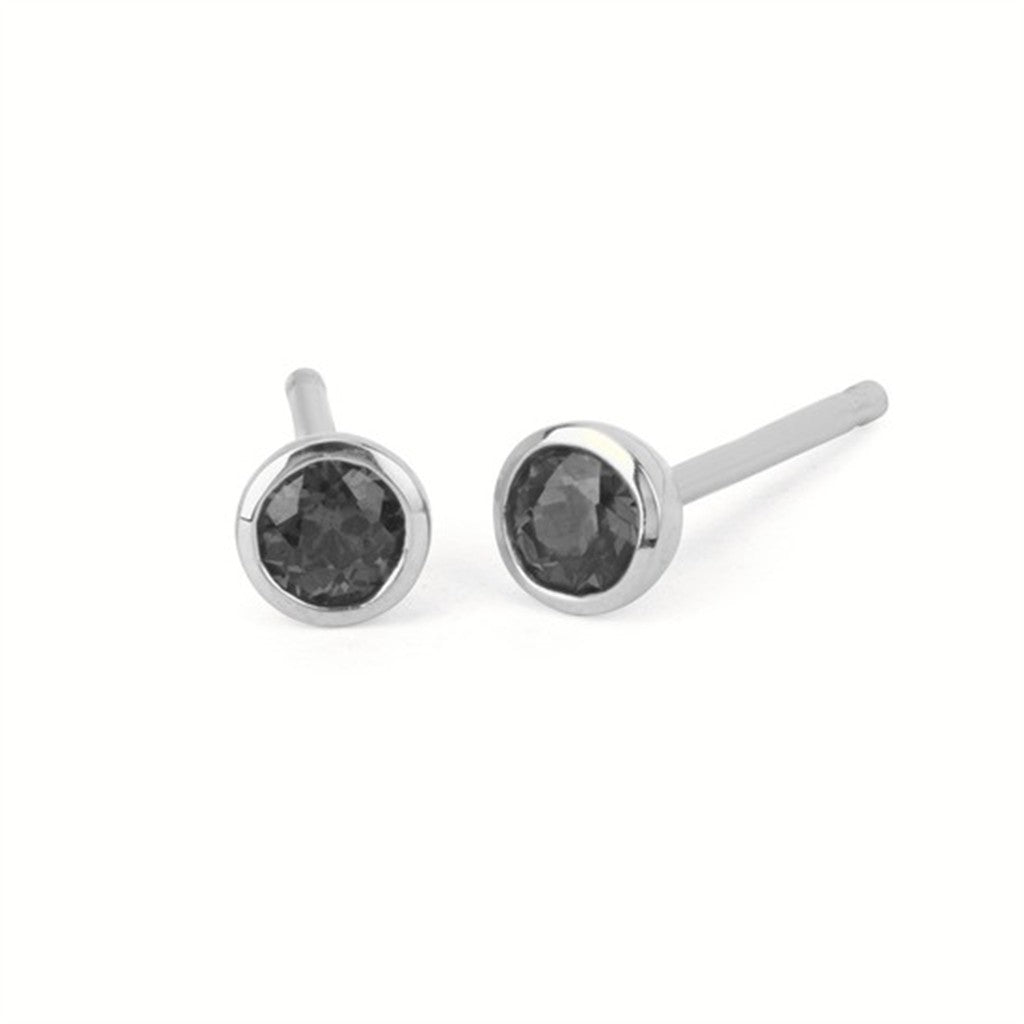Created Sapphire Bezel Birthstone Stud Earrings