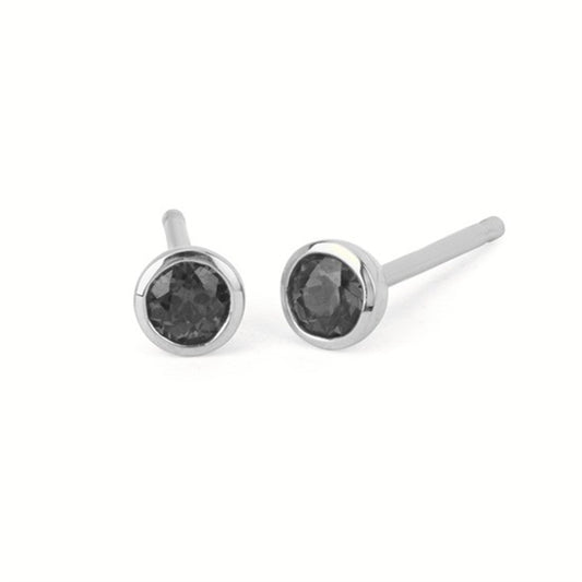 Created Sapphire Bezel Birthstone Stud Earrings