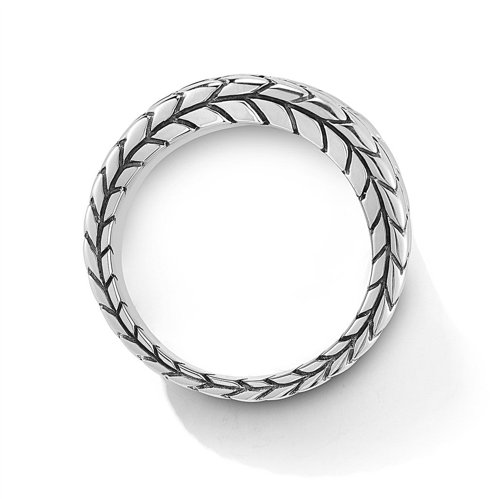 JAI Sterling Silver Hammered Saddle Ring with Bask | Silver Rings
